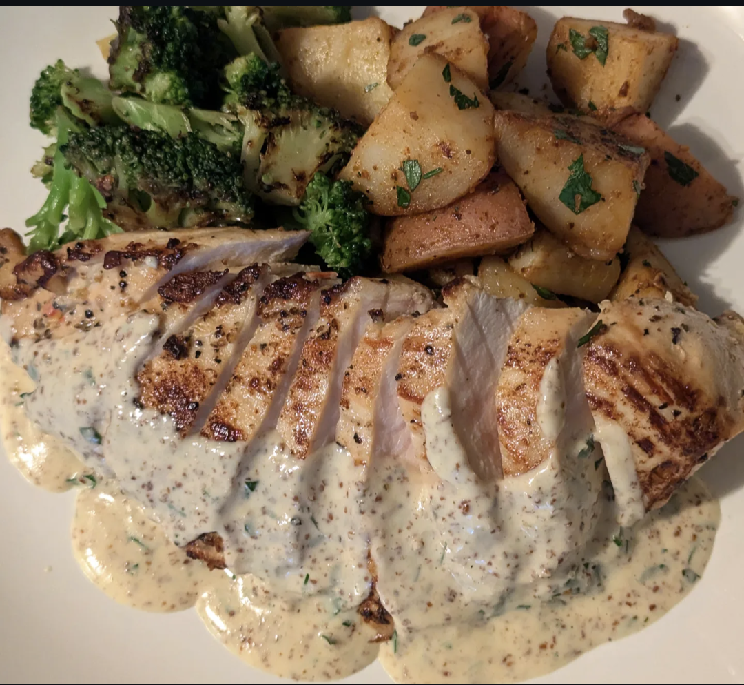 Creamy Dijon Chicken (59g Protein)
