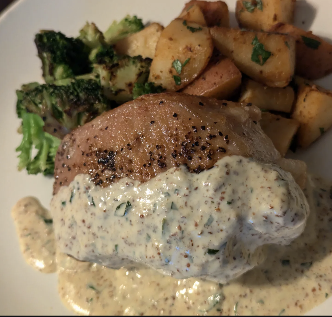 Creamy Dijon Pork (61g Protein)