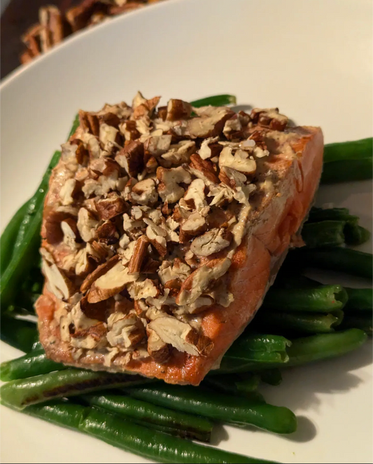 Pecan Crusted Sockeye Salmon (low carb)