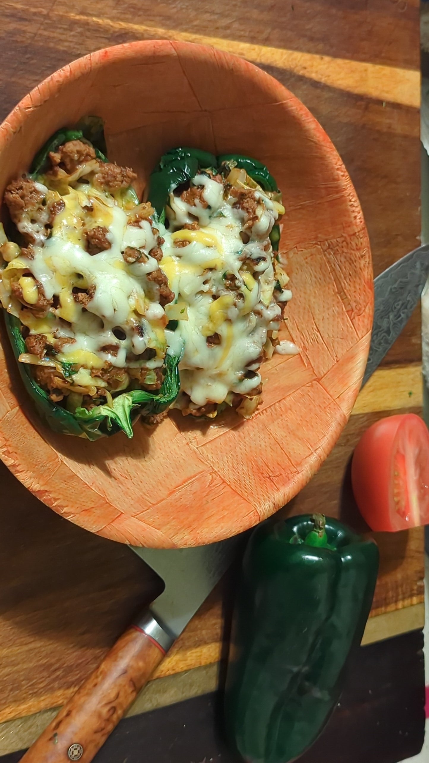 Ground Beef Stuffed Poblano Peppers (51g Protein)